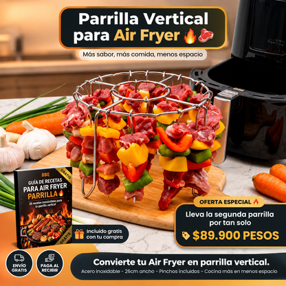 Parrilla para Air Fryer - haz pinchios, carnes y verduras a la parrilla sin carbón ni humo desde casa